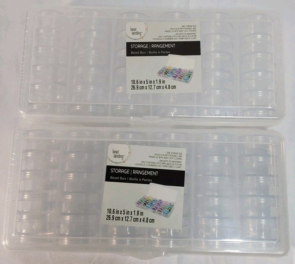 Bead Landing Storage Bead Box with 6 Container Stacks W/5 Jars Each 2 Pack